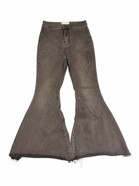 Free People Charcoal Gray High-Rise Flared Jeans